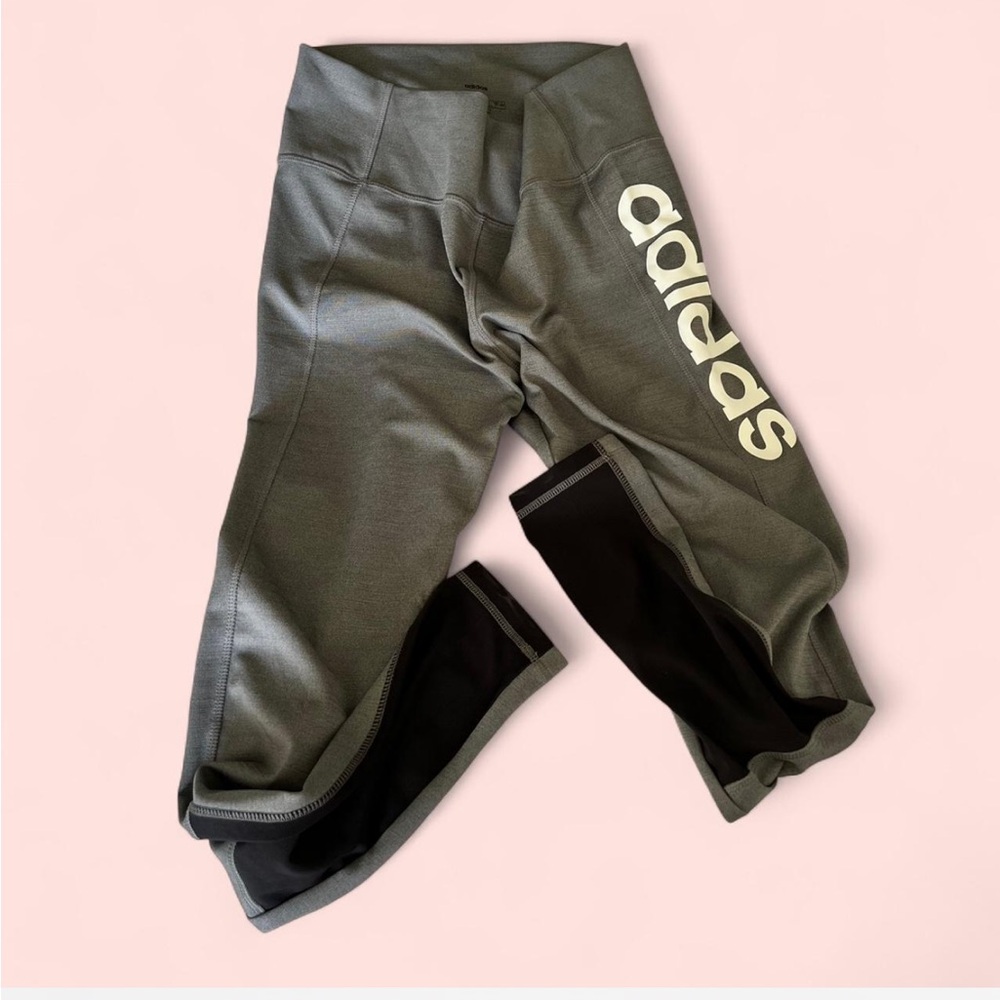 Adidas Gray and Black Leggings Athletic Fit